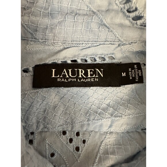 Lauren Ralph Lauren Women's Eyelet Cotton Shirt  Medium, Indigo Sail - Picture 4 of 11